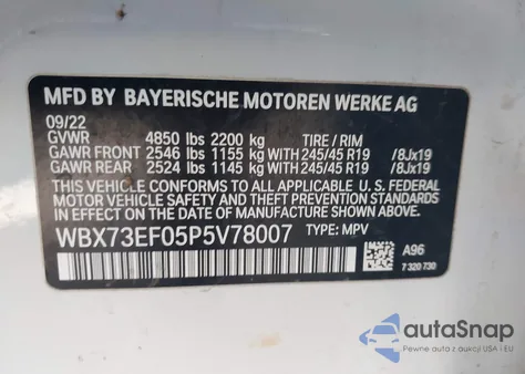 2023 BMW X1 xDrive28I from USA, damaged, VIN WBX73EF05P5V78007